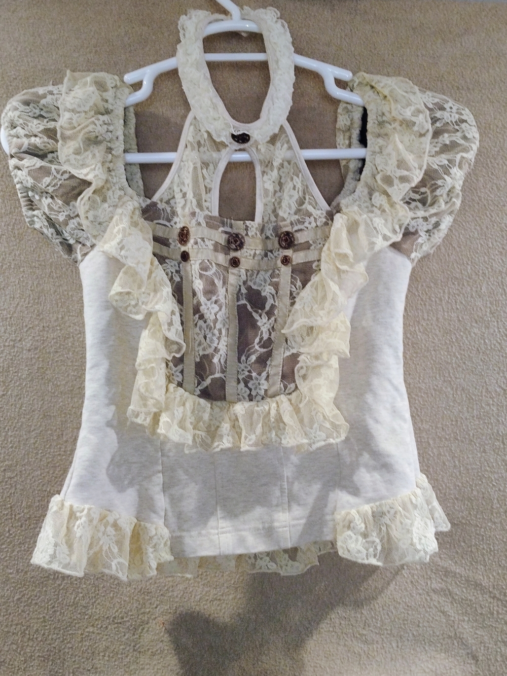 Ivory Lace Ruffle Feminine Top